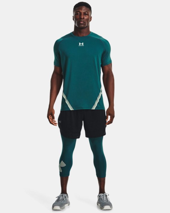 Men's HeatGear® Graphic ¾ Leggings, Green, pdpMainDesktop image number 2